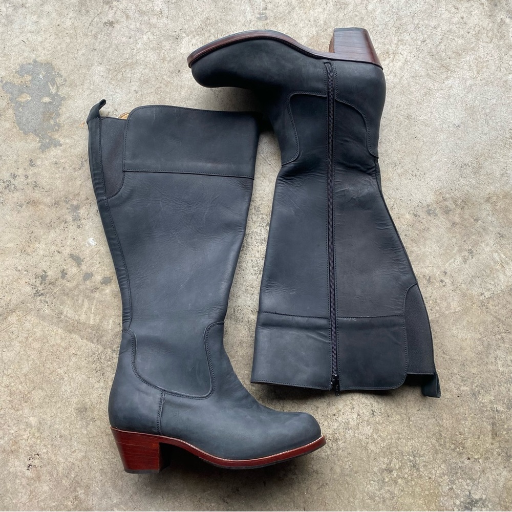 Adelante Condesa Tall Knee Riding Boot Black Leather Nubuck EUC